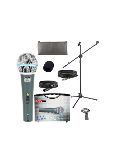 Lastvoice Lv-680ST Ayaklı Kablolu Dinamik Mikrofon (Stand Cüzdan Çift Kablo Sünger Tutacak)