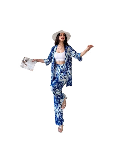 Alt Üst Takım Kimono- Desenli-mavi
