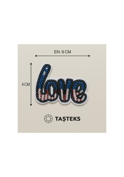 Pul Payetli Ütülenebilen Veya Sticker Olarak Kullanılabilen 'love' Yazı Modeli