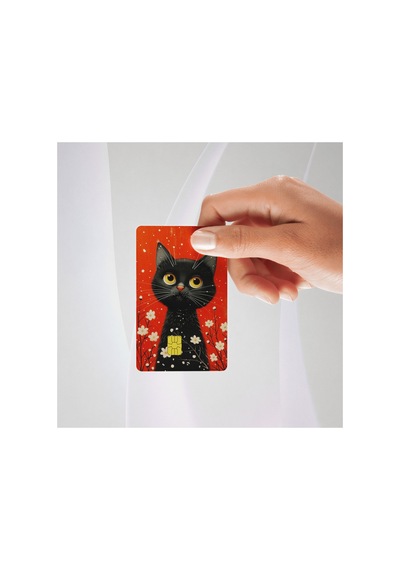 Red Black Kedi Kredi/banka Kartı Kaplama Sticker Tekli Standart