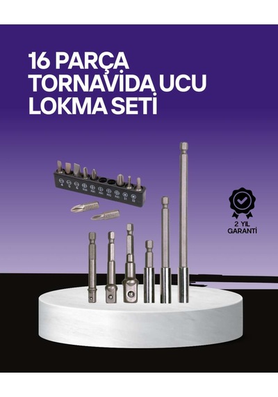 Çok Amaçlı 16lı Bits Uç Seti Dayanıklı Tornavida Adaptör 00639441