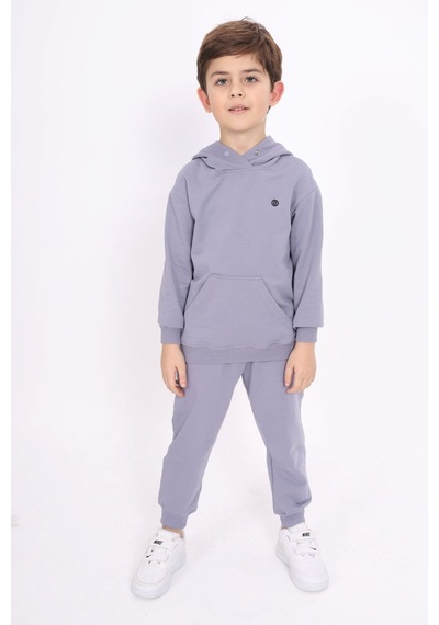 Toontoy Kız Çocuk Relax Fit Kapüşonlu Cepli Baskılı Sweatshirt - 2 İplik Koyu Gri