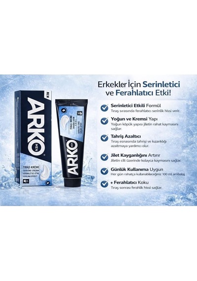 Tr Arko Men Cool Tıraş Kremi 100 Ml Serinletici Etkili