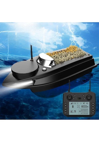 SAZAN YEMLEME (TEKNE VE BOTU)Flytec yeni V030 RC balık yemi teknesi GPS uzaktan kumandalı olta atıcı Siyah