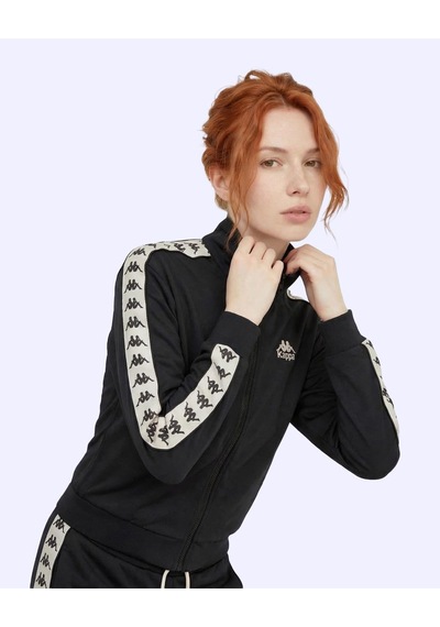 Kappa 222 Banda Alber Full Zip Kadın Siyah Regular Fermuarlı Eşofman Üstü