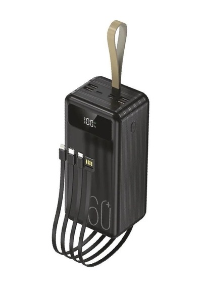 Dijital Ekranlı Seyahat Bataryası Hızlı Şarj Taşınabilir Batarya 60000 Mah Trm-1060 Siyah Çok Renkli