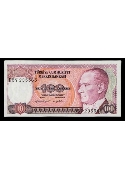 7. Emisyon 2. Tertip 100 Türk Lirası, T.c. Eski Kağıt Para "çil"