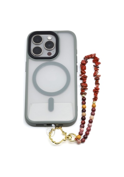 Mookaite Jasper-red Jasper Doğal Taş Telefon Askısı - Anh-0133