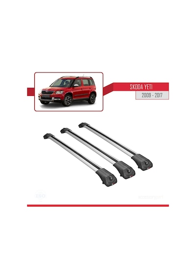 Skoda Yeti 2009-2017 Arası İle Uyumlu Ace-1 Ara Atkı Tavan Barı Gri 3 Adet Bar