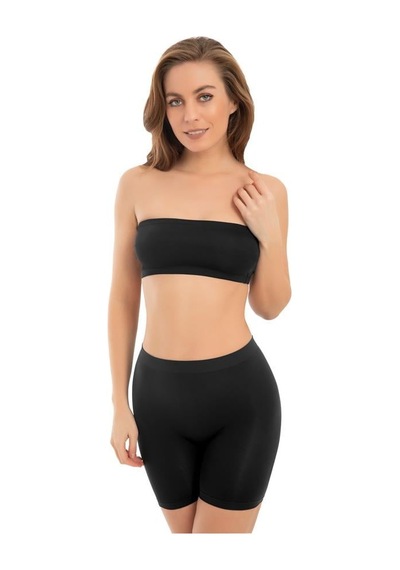 Cottonhill Premium - Kadın Siyah Ultra-rahat Seamless Yüksek Bel Uzun Paça Boxer Siyah