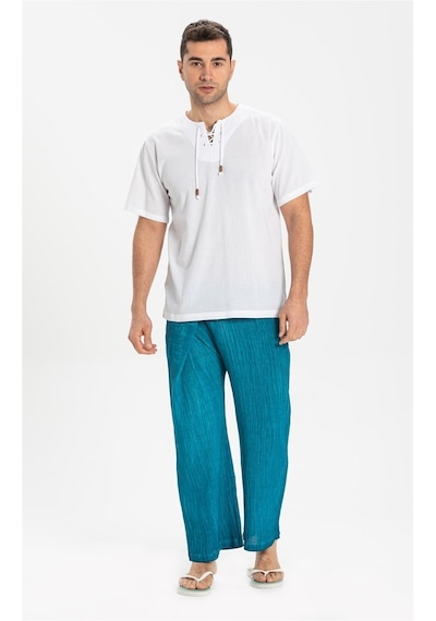Eliş Şile Bezi Unisex Şile Bezi Balıkçı Pantolon Turkuaz Trkz