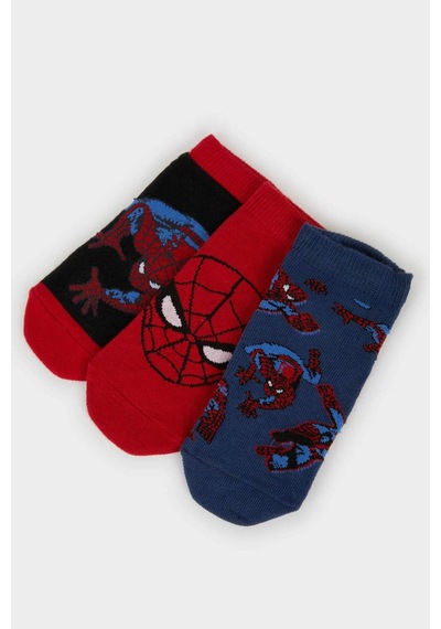 DeFacto Erkek Çocuk Marvel Spiderman 3'lü Pamuklu Patik Çorap F4614A8NSKR1