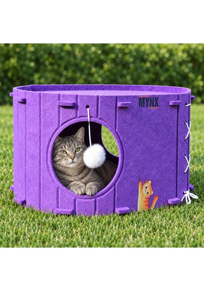 Mynx Tek Katlı Keçe Kedi Evi Mor