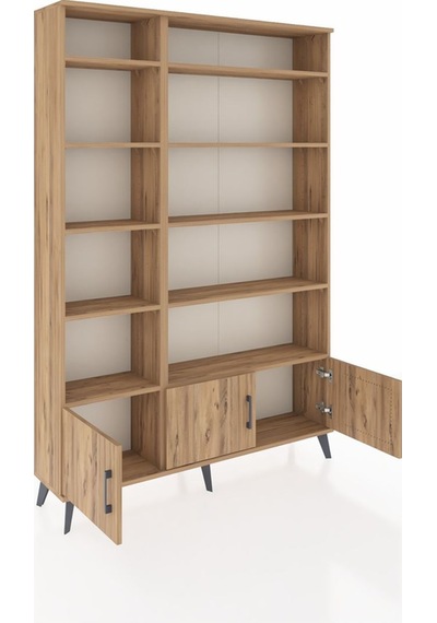 Arges Dolap 10 Raflı 3 Kapaklı 132x30x195 Çam-çam/çam Çam