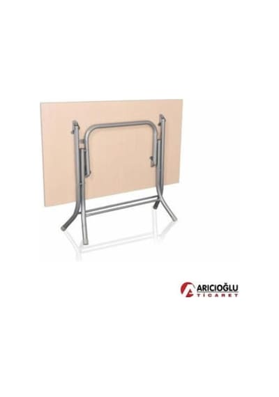Arıcıoğlu_Ticaret 60 Cm X 110 Cm Katlanır Metal Yüksek Ayaklı Suntalam Ahşap Masa