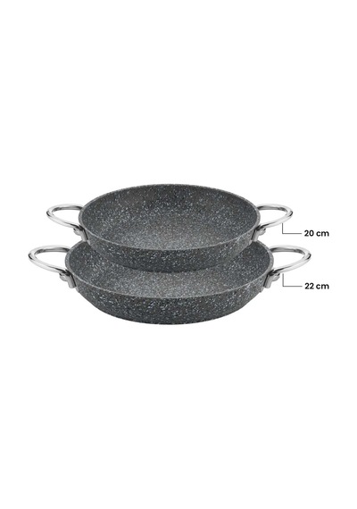 Granit Sahan Seti 20 - 22 Cm İndüksiyon Tabanlı Gri