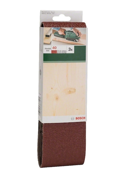 Bosch Tank Zımpara Kağıdı 3'lü, 75 x 533 mm 40 Kum 2609256216