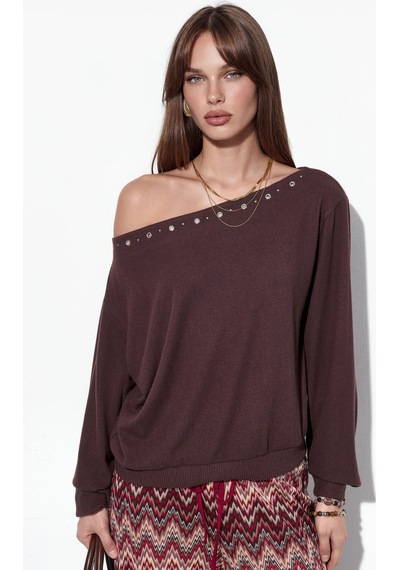 Hiccup Busem Kadın Bisiklet Yaka Polar Sweatshirt Kahverengi