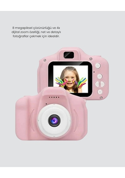 Pembe Çocuk Kamera 8mp, Video Kaydı,tf Kart Destekli