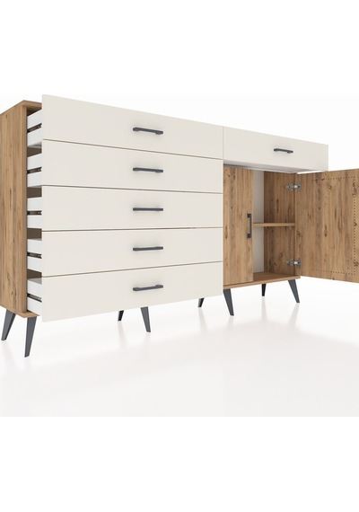 Arges Konsol Tek Raflı 6 Çekmeceli 2 Kapaklı 176x30x99 Çam-çam/ay Çam-çam/aytaşı Arges Konsol Tek Raflı 6 Çekmeceli 2 Kapaklı 176x30x99 Çam-çam/ay Çam-çam/aytaşı