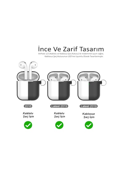 Airpods 1 2 Nesil Uyumlu Silikon Kılıf İnce Ve Hafif Tasarım, Darbe Emici Yumuşak Doku, Kablosuz Şarj Ve Led Gösterge Uyumlu Koruyucu Kılıfk Lacivert Mavi