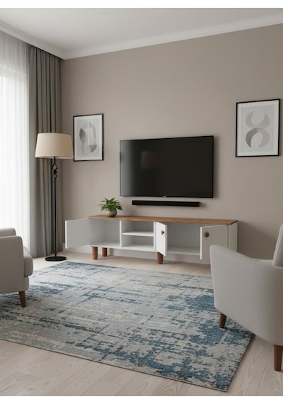Sezer Tv Ünitesi 3 Kapaklı Tv Ünitesi Salon Mobilyası Beyaz - Meşe Sezer Tv Ünitesi 3 Kapaklı Tv Ünitesi Salon Mobilyası Beyaz - Meşe