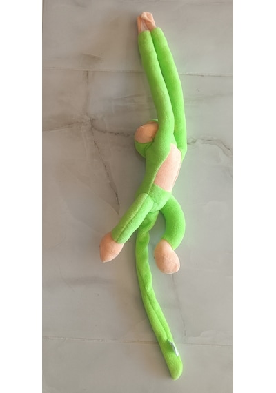 Peluş Sarılan Maymun - Karışık Renk - Sessiz Versiyon - Büyük Boy 70 Cm Beyaz
