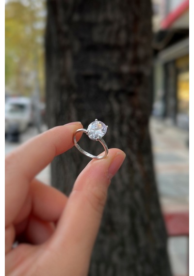 Gümüş Oval 2 Carat Taşlı Yüzük Diğer