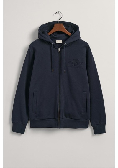 Gant Erkek Fermuarlı Logolu Sweatshirt - Lacivert Black