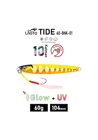 Jig, Zoka, Suni Yem, Glow Uv Metal Jig, 60gr 10cm Jıgto Tide 60
