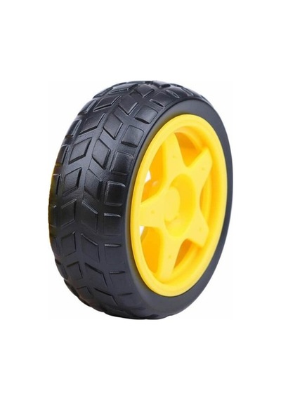 5 Adet Tt Tekerlek Tt Motor Uyumlu Robot Tekerleği 6.8cm Sarı Jant Lastik Teker Arduino Robot Araba Kiti