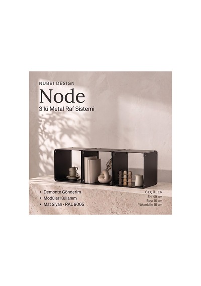 Node 3'lü Modüler Metal Tezgah Üstü Mutfak Rafı Ve Kahve Köşesi Standı 49x16 Cm Siyah - 943947129 Siyah
