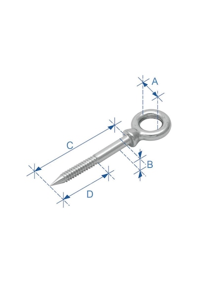 Gözlü Ağaç Vidası, Inox 316, 12x160mm