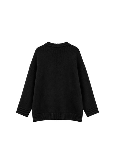 Vadon 1039 Kadın Salaş Yumuşak Dokulu Oversize Basic Triko Kazak Siyah