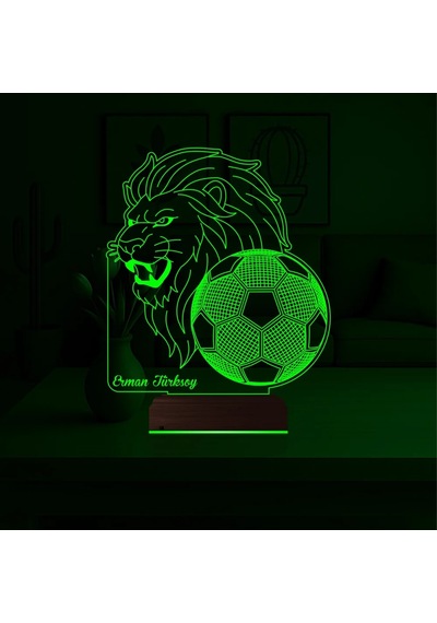 Luvivia Aslan Futbol Topu Taraftar Hediye Cimbom Kişiye Özel 3d Lamba - Masa Gece Lambası Şeffaf