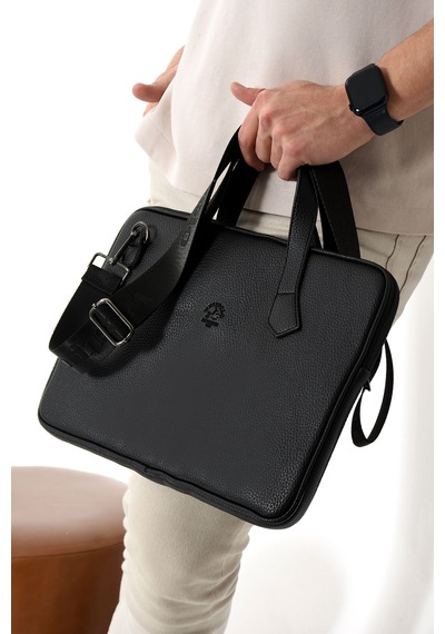 Westpolo Vegan Deri Unisex Laptop, Evrak Çantası - 6078 Siyah