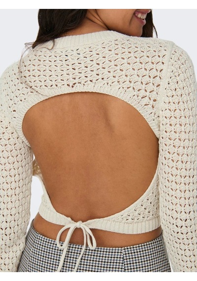 Only Onlmaura Lıfe Ls Back Detaıl O-neck Knt Kadın Beyaz Kazak - 15318340 Beyaz