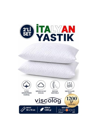 2 Li İtalyan 1200gr Microfiber Orta Sertlikte Boyun Destekli Rahat Nefes Alan Yastık 50x70 2 Li İtalyan 1200gr Microfiber Orta Sertlikte Boyun Destekli Rahat Nefes Alan Yastık 50x70