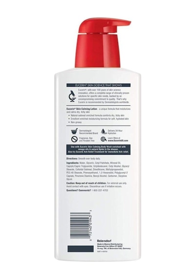 Eucerin Skın Calmıng Itch Soothıng Lotıon /cilt Yatıştırıcı Losyon, Parfümsüz, 16,9 Fl Oz 500 Ml
