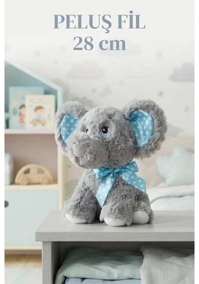 Peluş Sevimli Fil Mavi 28 Cm Sevimli Konforlu: Peluş Uyku Yastığı Sarılma Arkadaşı Dekoratif Oyuncak Çok Renkli
