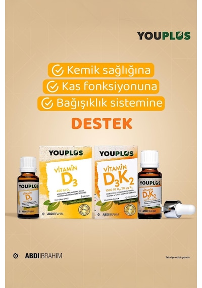 Youplus Vitamin D3 400ıu Oral Sprey 20 Ml 2 Adet