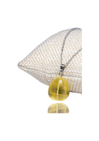Erilsa Doğal Limon Kuvars Taşı Kolye Çok Renkli