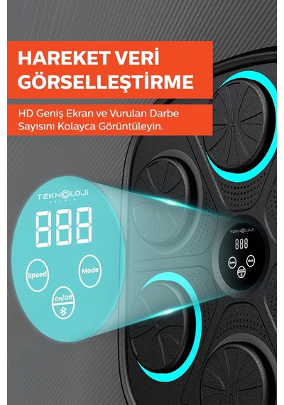 Bluetooth Hoparlör Boks Eğitim Makinesi Rgb Müzikli Genç Yetişkin Boks Egzersizi Eldiven