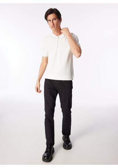 Fabrika Comfort Polo Yaka Regular Fit Jakarlı Kırık Beyaz Erkek Rayon Karışımlı Kazak Fc4sm-kzk 0781