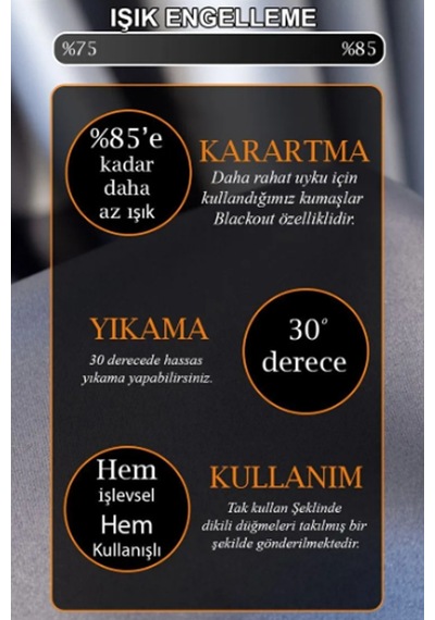 Blackout Fon Perde Ekstraforlu Düz Dikiş - Siyah 100x260 Beyaz
