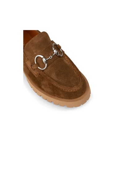 Deery Kadın Hakiki Süet Taba Renk Tokalı Loafer - 02037ztbac01