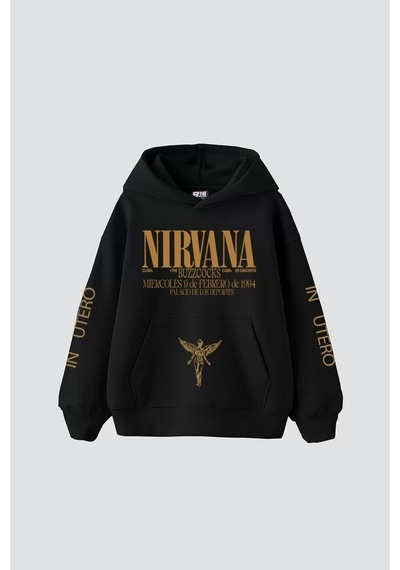 Startmore Nirvana Sırt Baskılı Unisex Oversize Beyaz Siyah