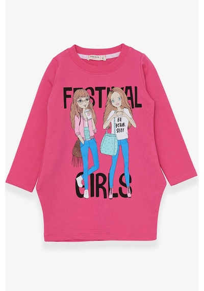 Breeze Kız Çocuk Tunik Baskılı Cepli 3-8 Yaş, Pembe