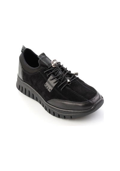 Bambi Siyah Süet Hakiki Deri Kadın Sneaker K01753000302