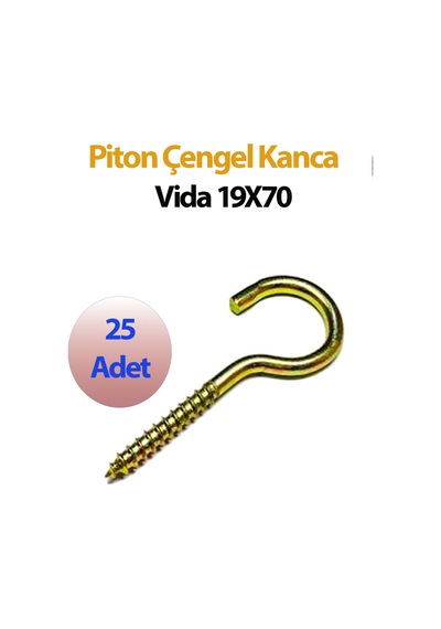 Piton Çengel Kanca Vida 19x70 Mm 25 Adet Diğer
